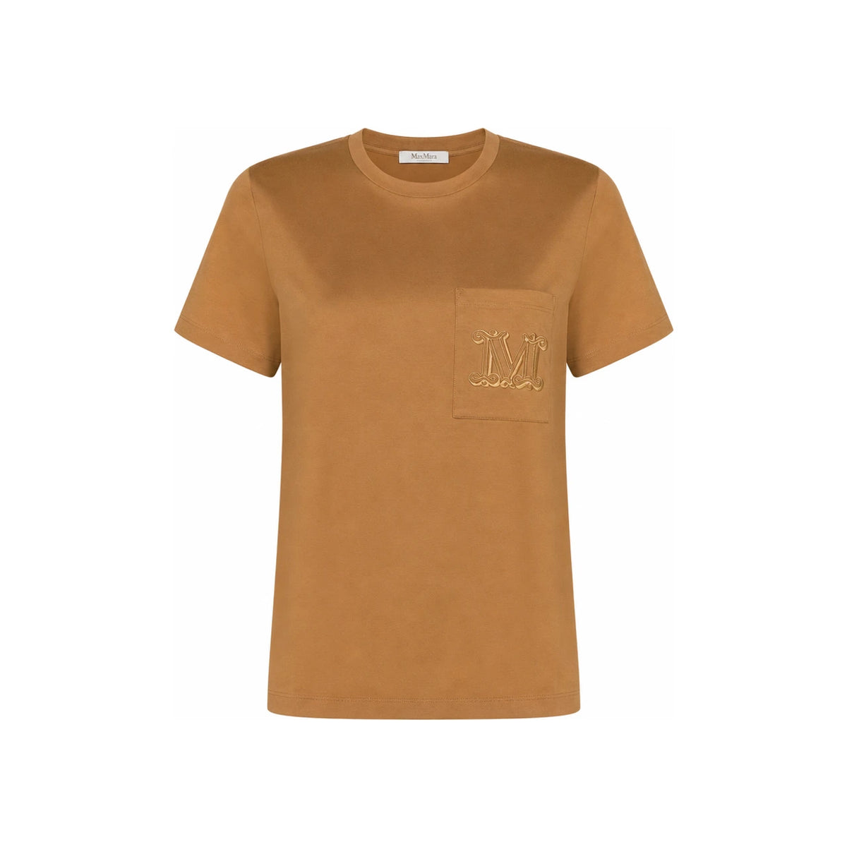 Max Mara Papaya Embroidered Logo Short Sleeve T-Shirt Camel 1946014106003