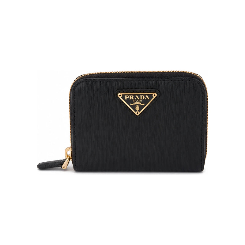 PRADA Vitello Move Leather Coin Wallet Black Bi-Fold