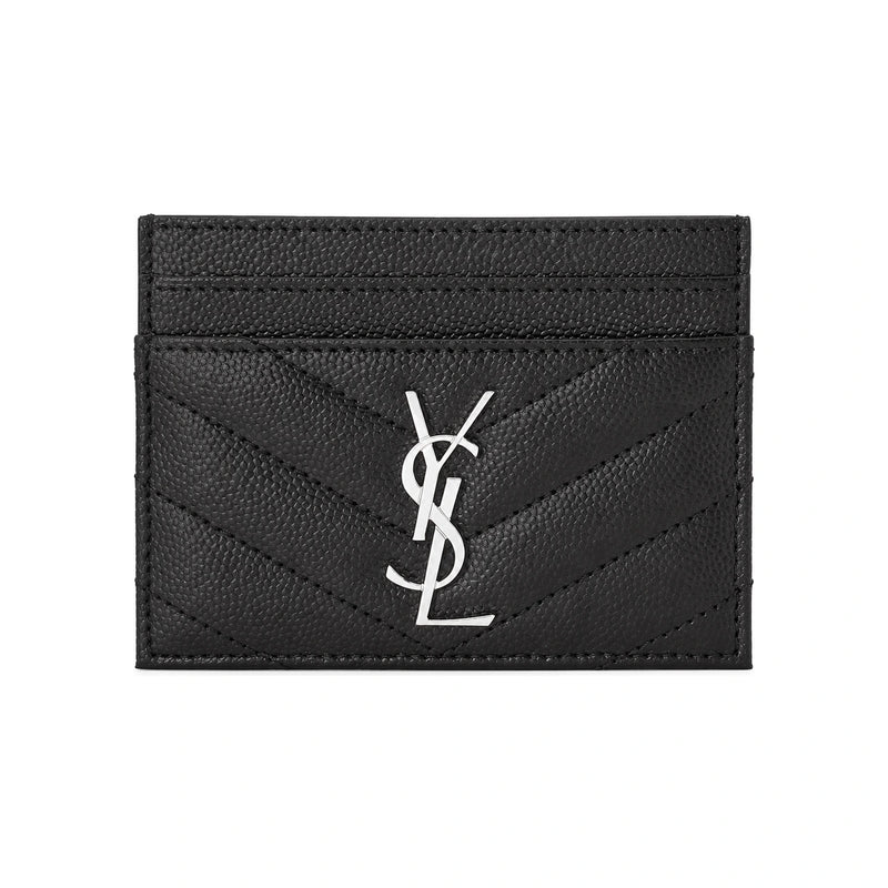 Saint Laurent Cassandra Silver-Tone Card Holder Wallet 423291 BOW02 1000