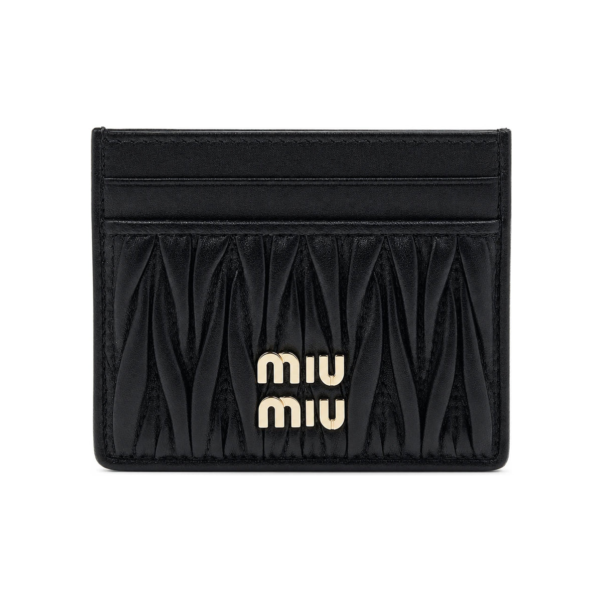 Miu Miu Black Matelassé Leather Card Holder Wallet