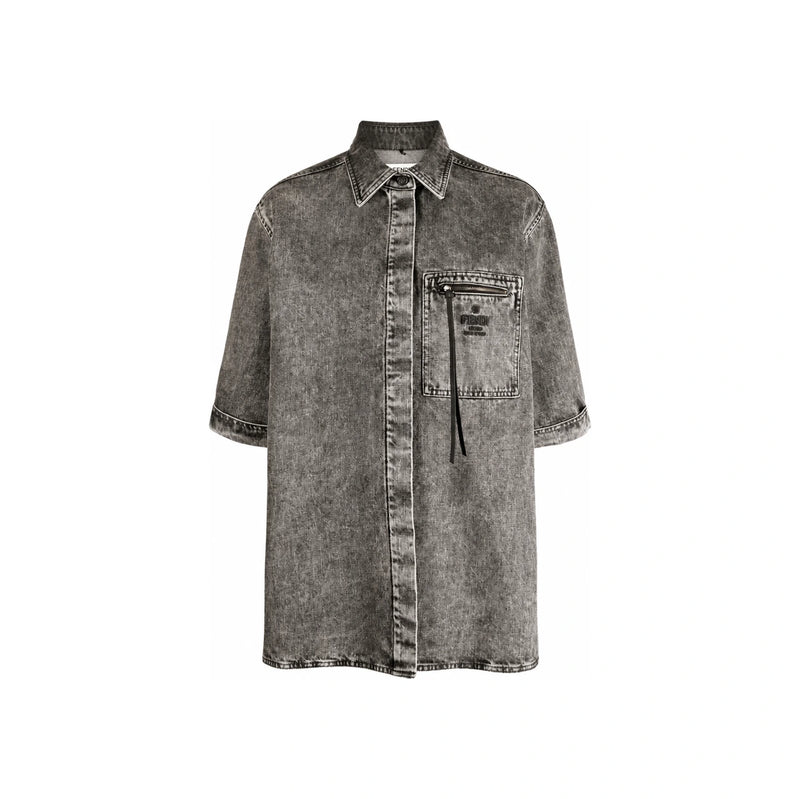 FENDI Signature Logo Denim Shirt Jacket