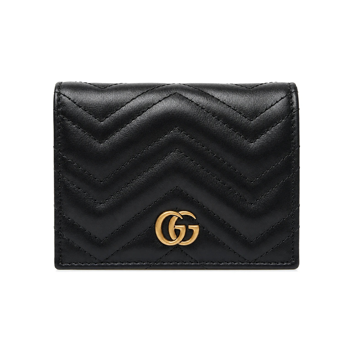 GUCCI Women’s GG Marmont Leather Card Case Wallet Black