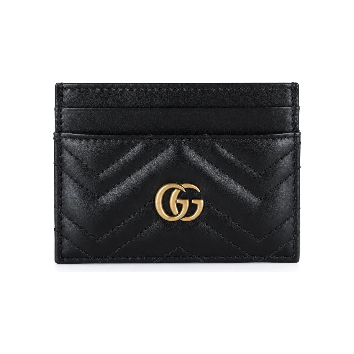 GUCCI GG Marmont Leather Card Case Wallet Black