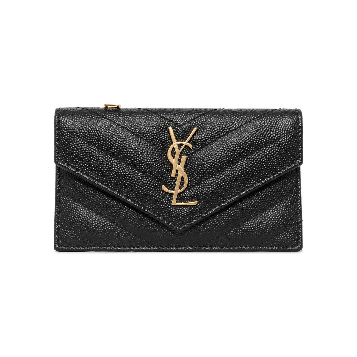 Saint Laurent Envelope Monogram Quilted Zip Card Holder Black 612808 BOW01 1000