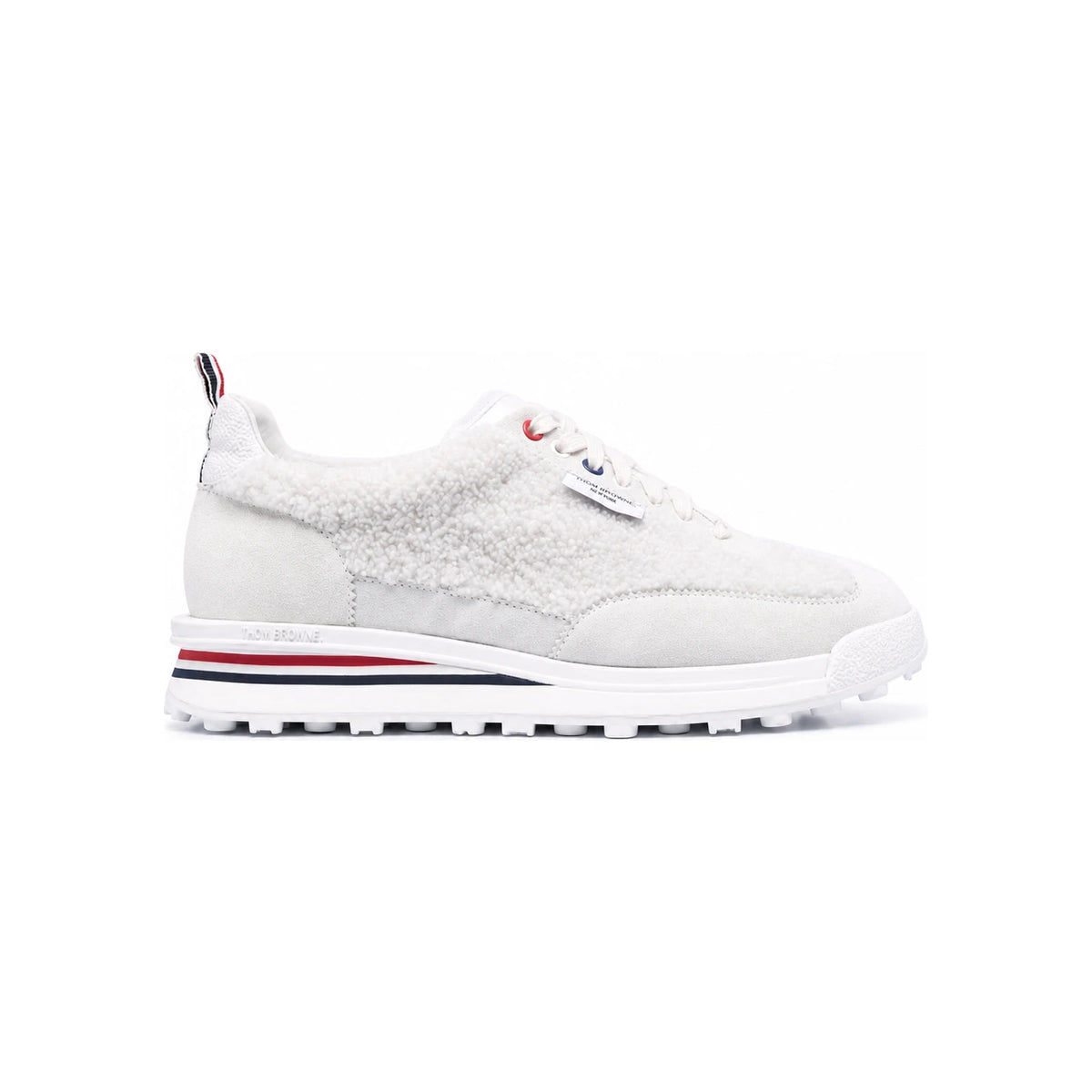 THOM BROWNE Shearling Tech Runner Low-Top Sneakers White