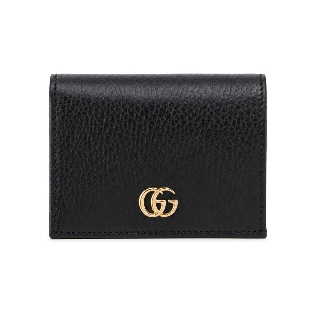 GUCCI Black Leather GG Marmont Card Holder Wallet
