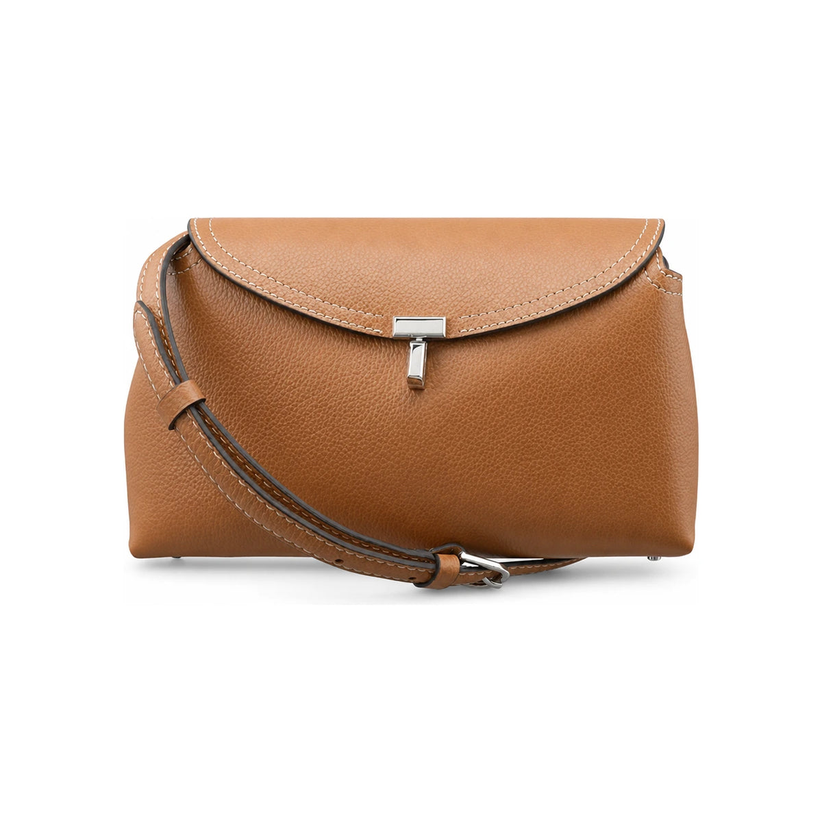 Toteme T-Lock Clutch Tan Grained Leather Clutch Bag 234 WLGBG423 LE0030 105