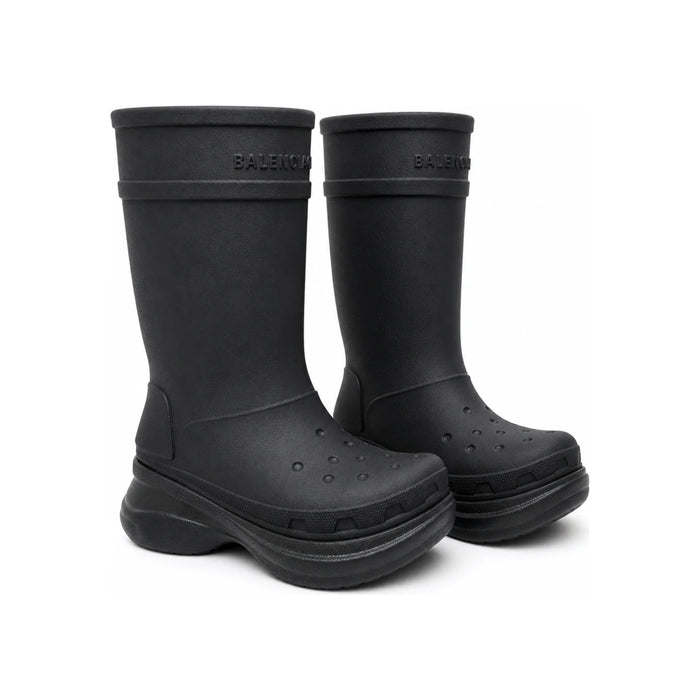 BALENCIAGA Black Rubber Crocs Chelsea Boots Unisex