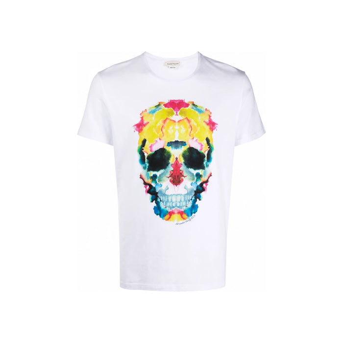 Alexander Mcqueen White 15th Anniversary Blot Skull T-Shirt