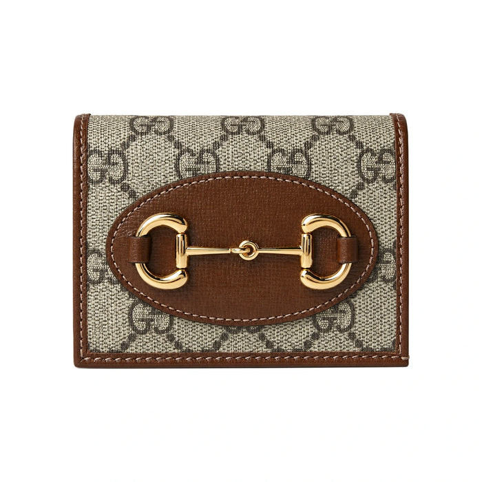 GUCCI Brown Horsebit GG Supreme Bifold Wallet