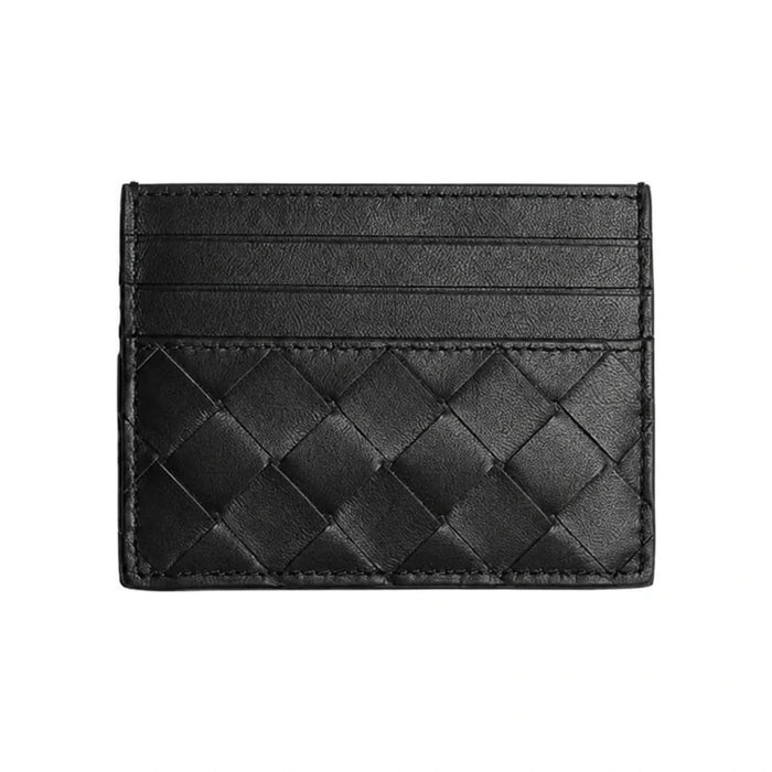 Bottega Veneta Intrecciato Leather Unisex Card Holder Wallet Navy