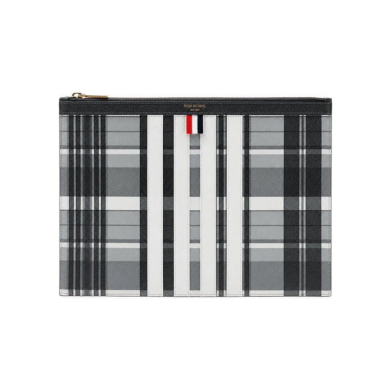 THOM BROWNE Pebble Grain Madras Leather Clutch MAC155A L0041 980 1