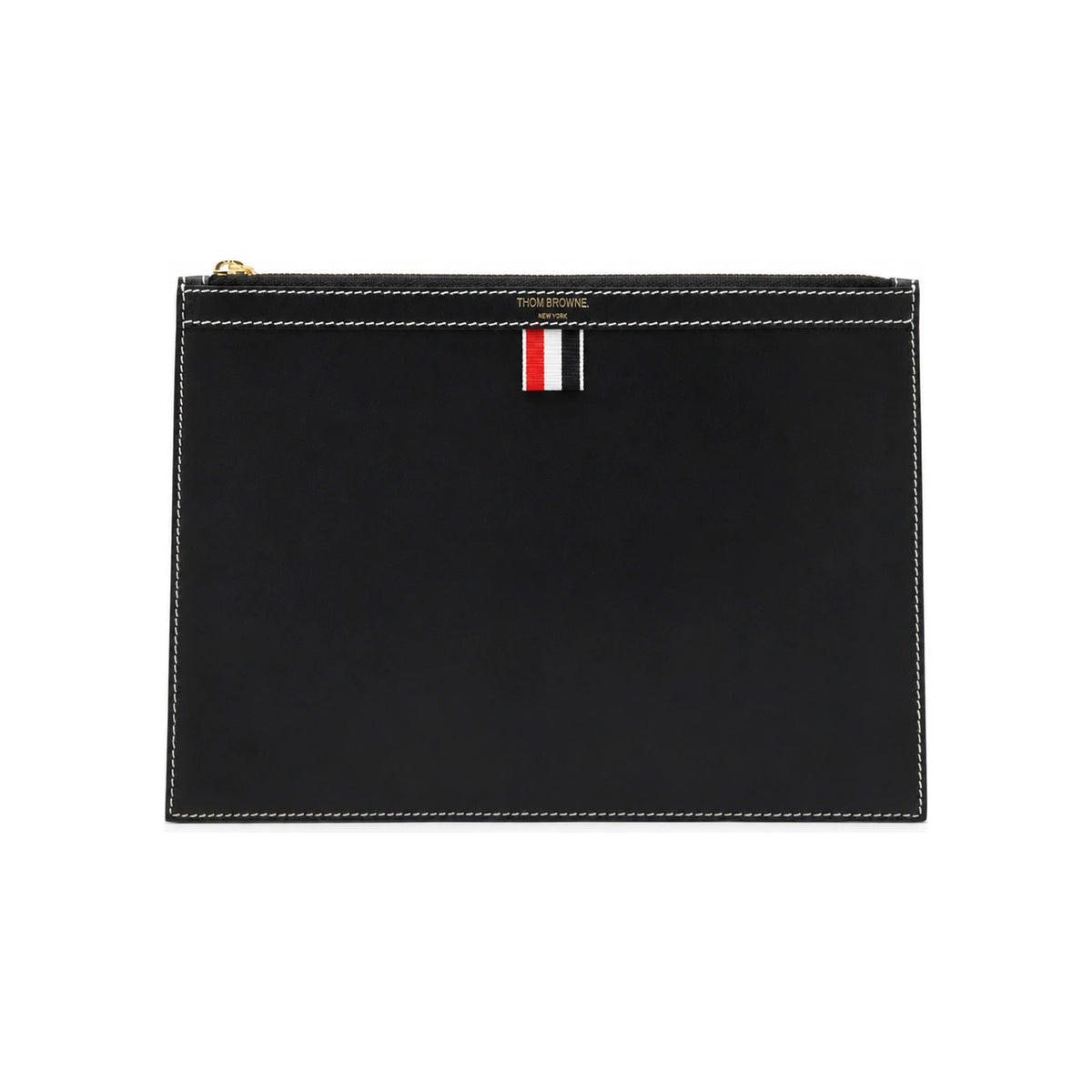 THOM BROWNE Black Leather Long Wallet