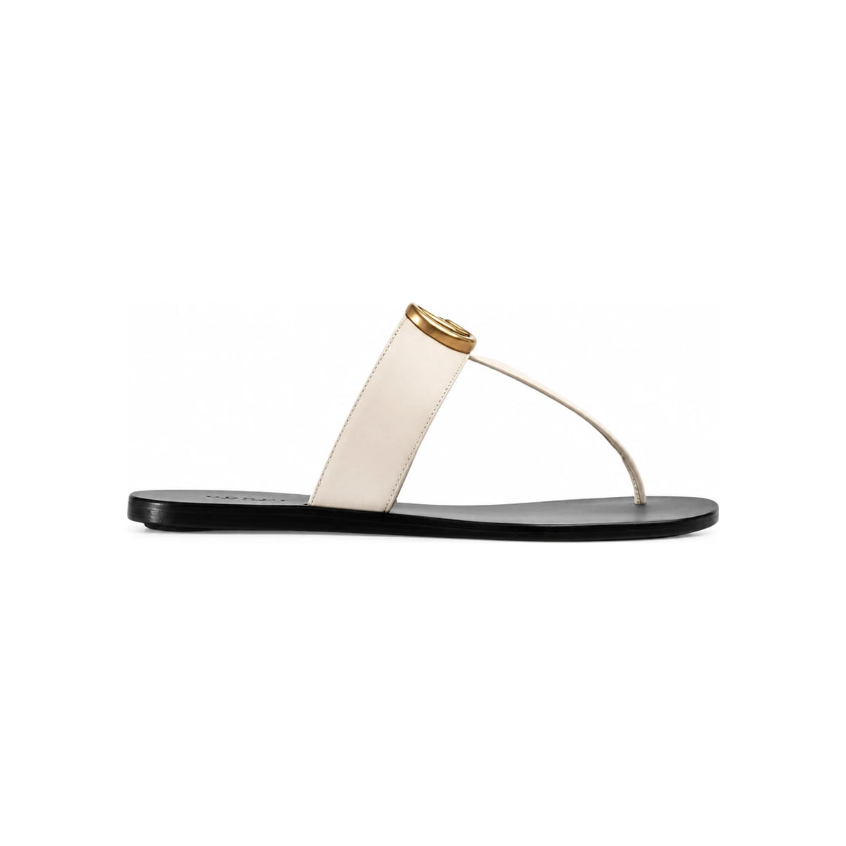 GUCCI GG Marmont T-Strap Leather Sandals Women White