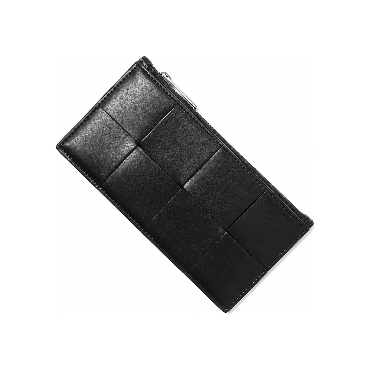 Bottega Veneta Cassette Long Zip Card Case Leather Navy