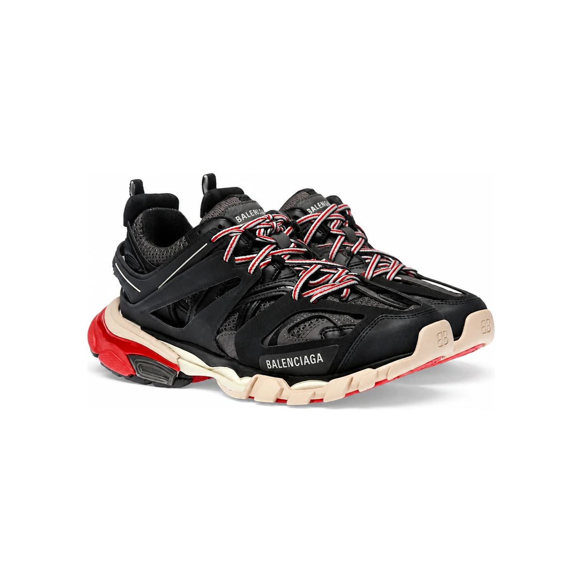 BALENCIAGA Black Red Track Low-Top Sneakers Women