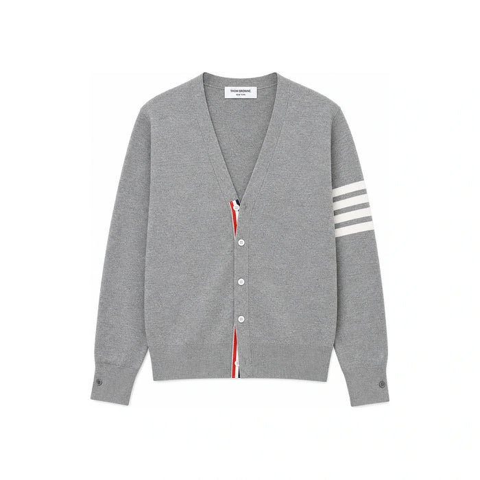 THOM BROWNE 4-Bar Armband Merino Wool Cardigan Gray Men