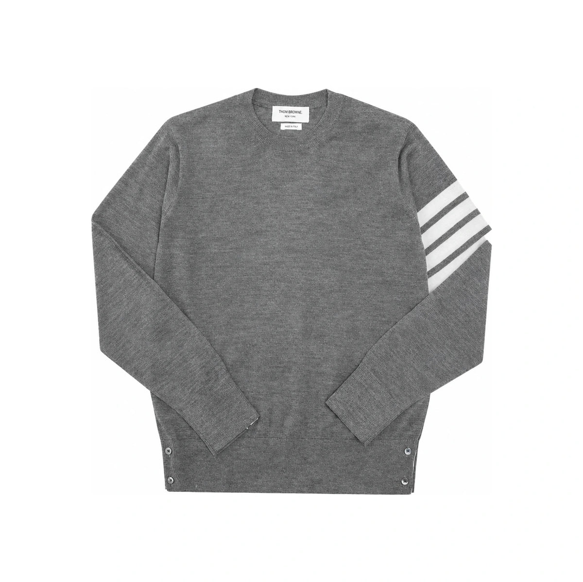 THOM BROWNE Merino Wool Armband Stripe Classic Crewneck Sweater MKA002A