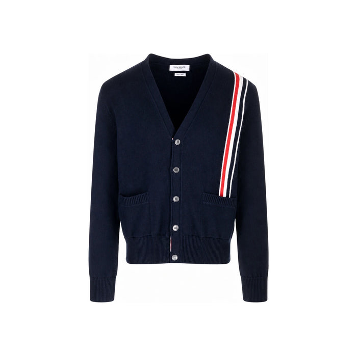 THOM BROWNE Men’s RWB Intarsia Cotton Cardigan Navy