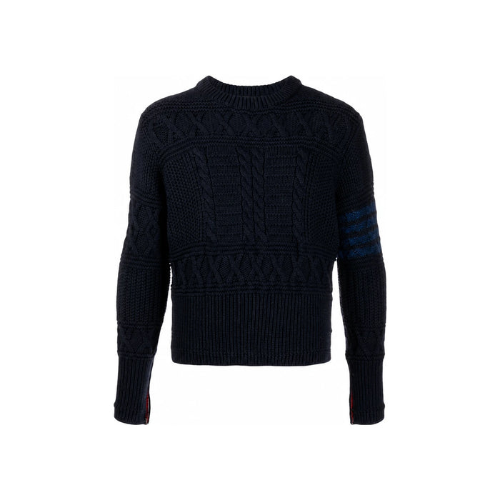 THOM BROWNE Aran Cable Wool Crewneck Sweater for Men MKA304A 00014 415