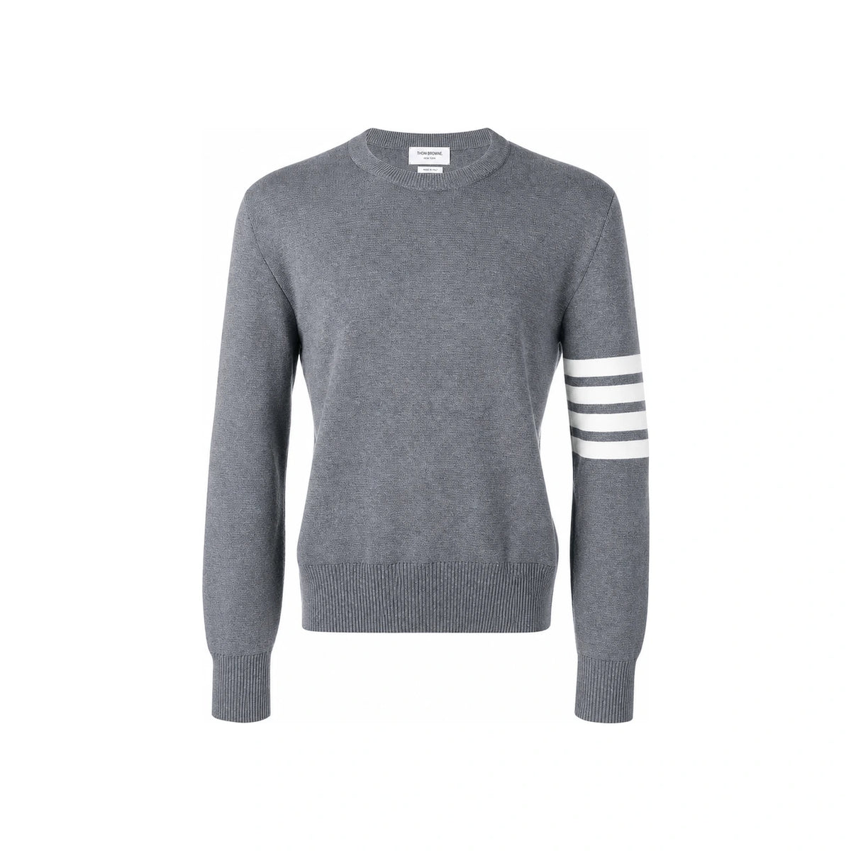 THOM BROWNE 4-Bar Stripe Milano Stitch Wool Crewneck Sweater
