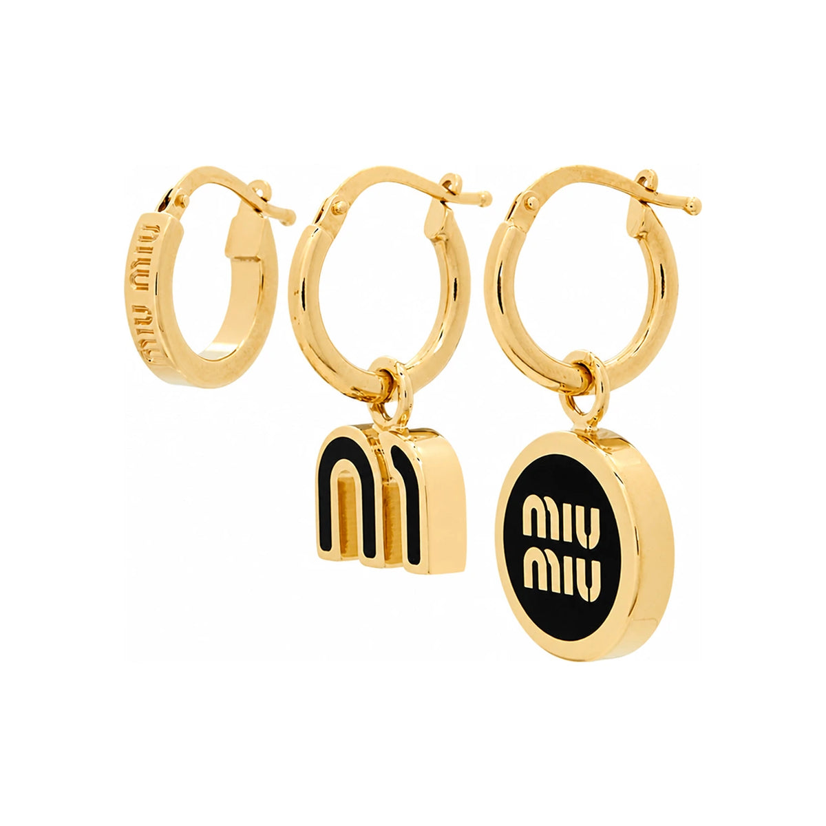Miu Miu Black Crystal Logo Stud Earrings Set