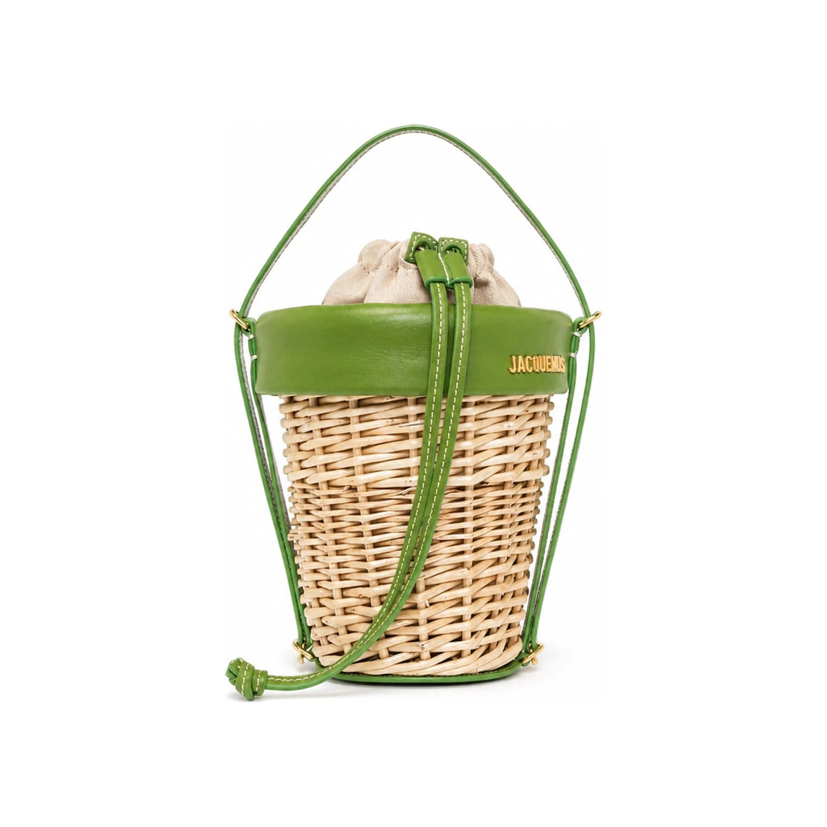 JACQUEMUS Le Panier Suede Bucket Bag Green Shoulder Bag