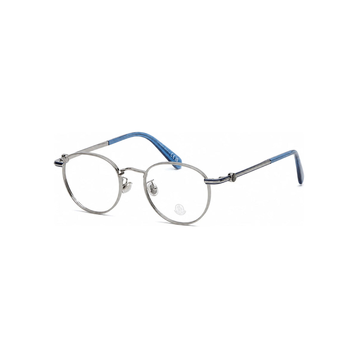 Moncler Silver Metal Round Eyeglass Frame Unisex ML5204H 014