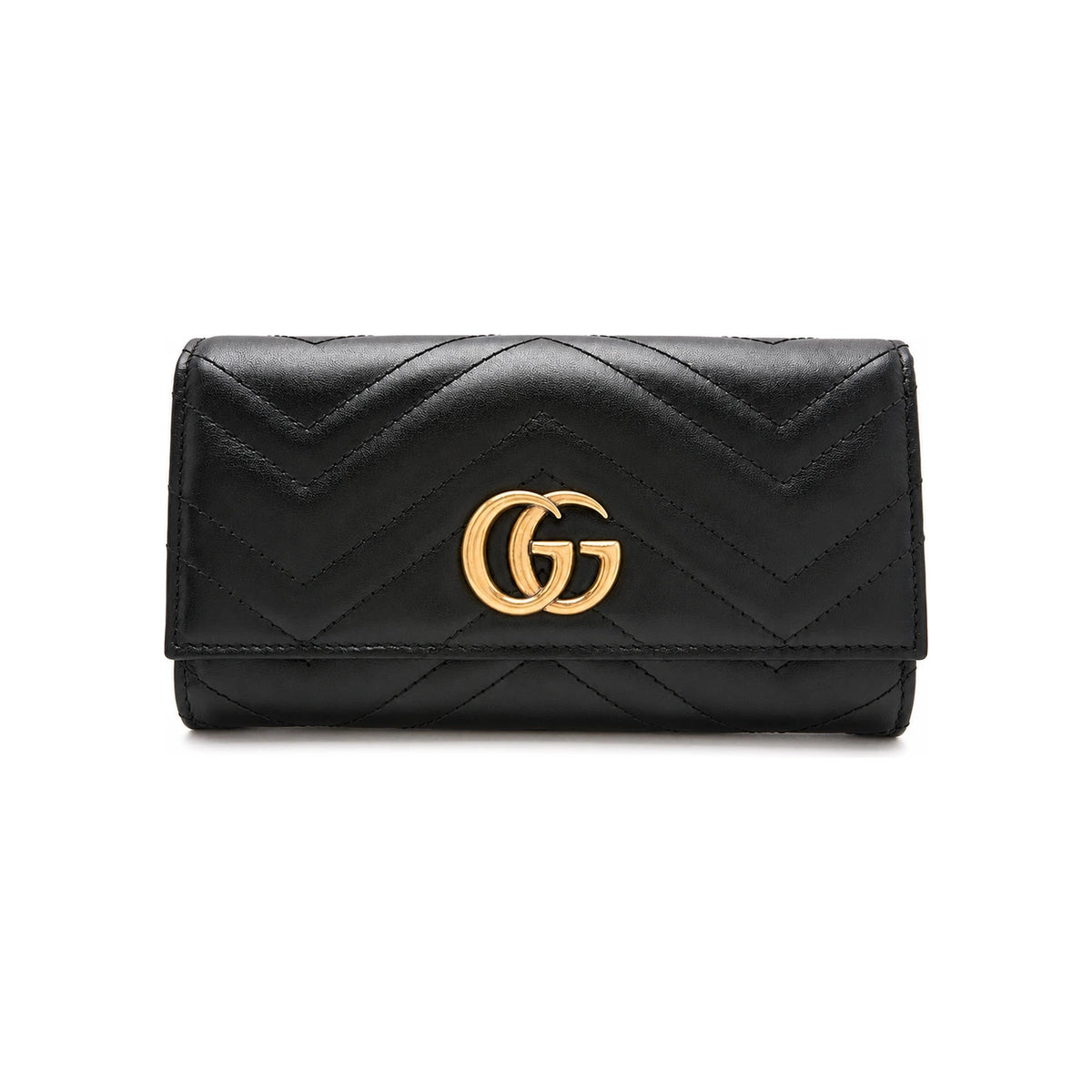 GUCCI GG Marmont Continental Long Wallet Black Leather Women’s