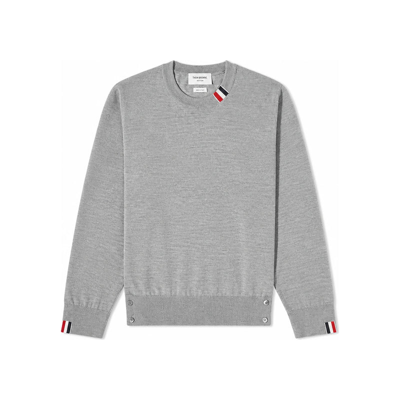 THOM BROWNE RWB Grey Wool Crewneck Knit Top Unisex