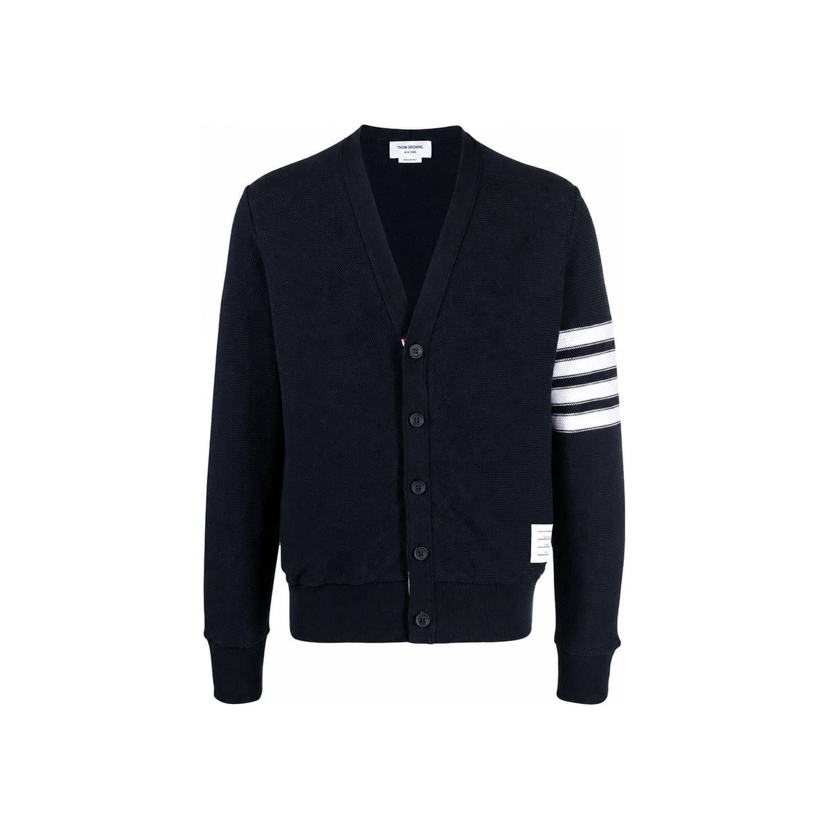 THOM BROWNE Navy Wool Cardigan Unisex