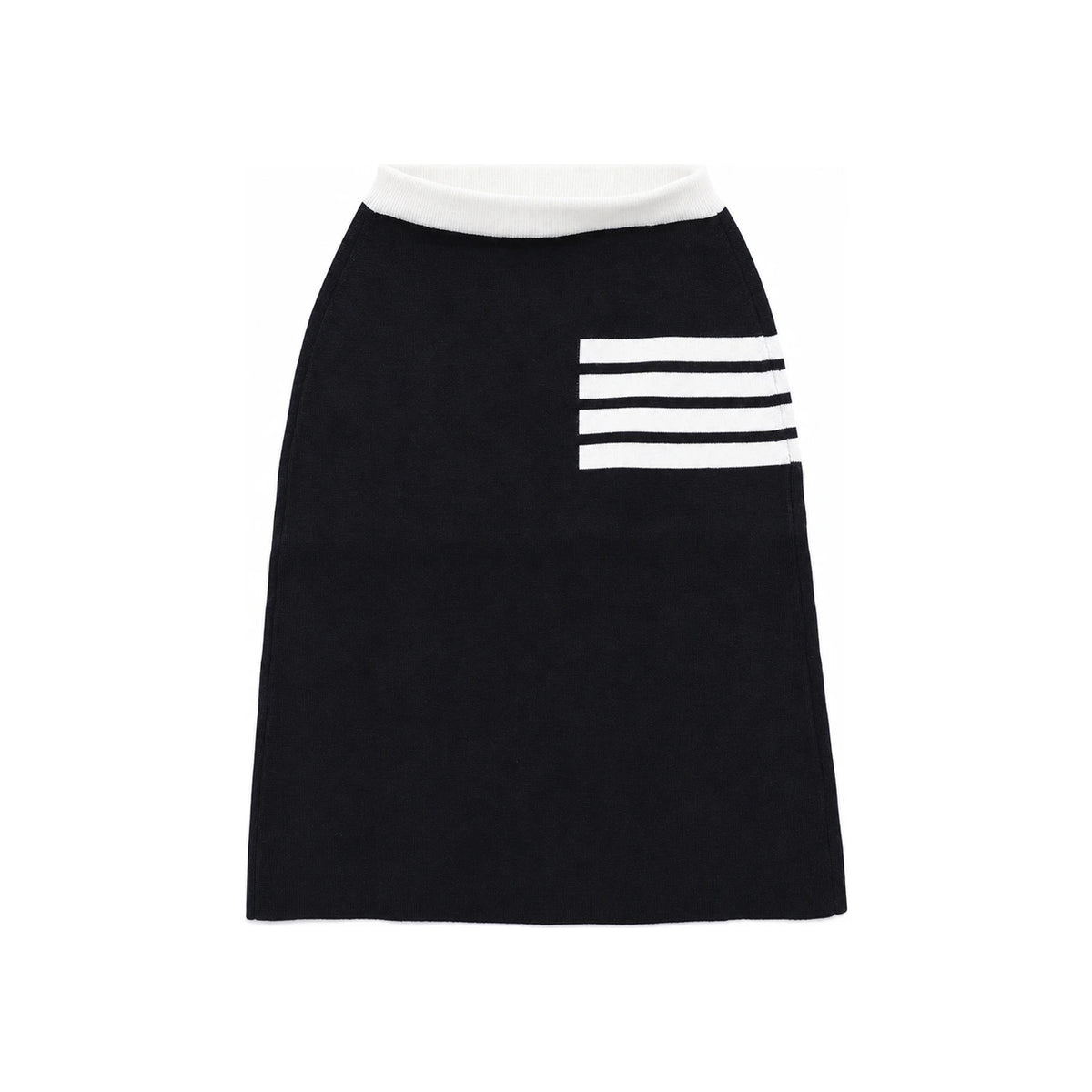 THOM BROWNE Women’s Merino Wool A-Line Skirt Navy