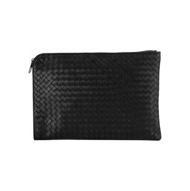 Bottega Veneta Intrecciato Leather Round Clutch Bag Navy/Black