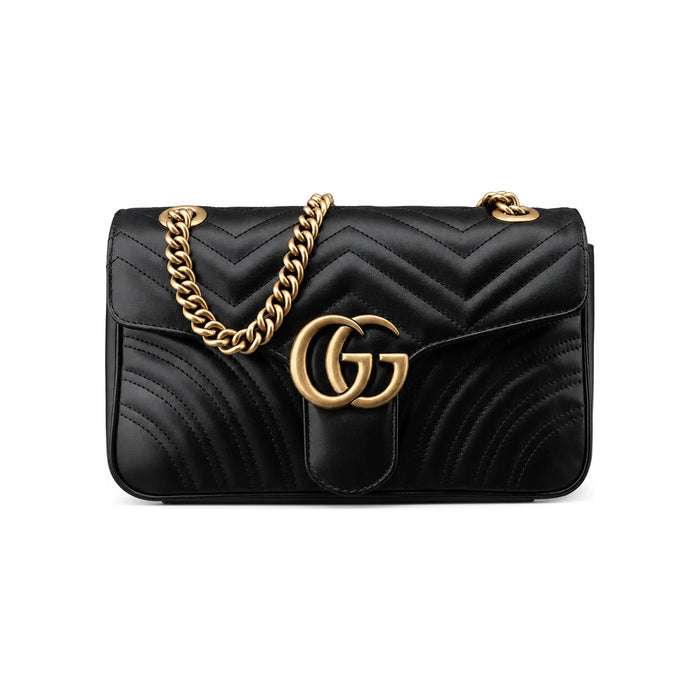 GUCCI GG Marmont Matelassé Black Leather Shoulder Bag