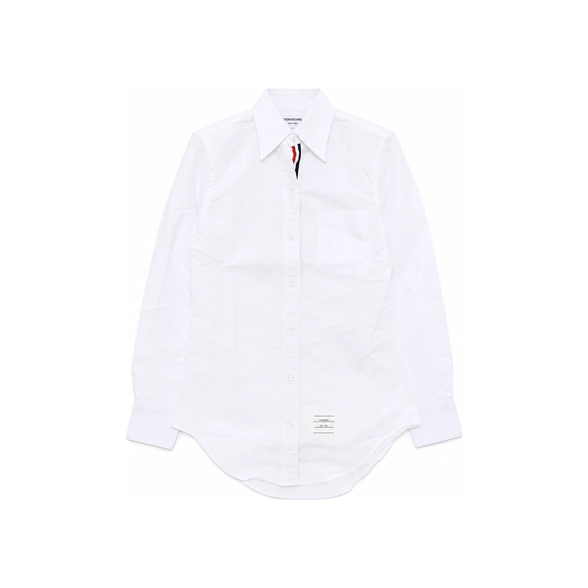 THOM BROWNE Women’s Tricolor Grosgrain Oxford Shirt White