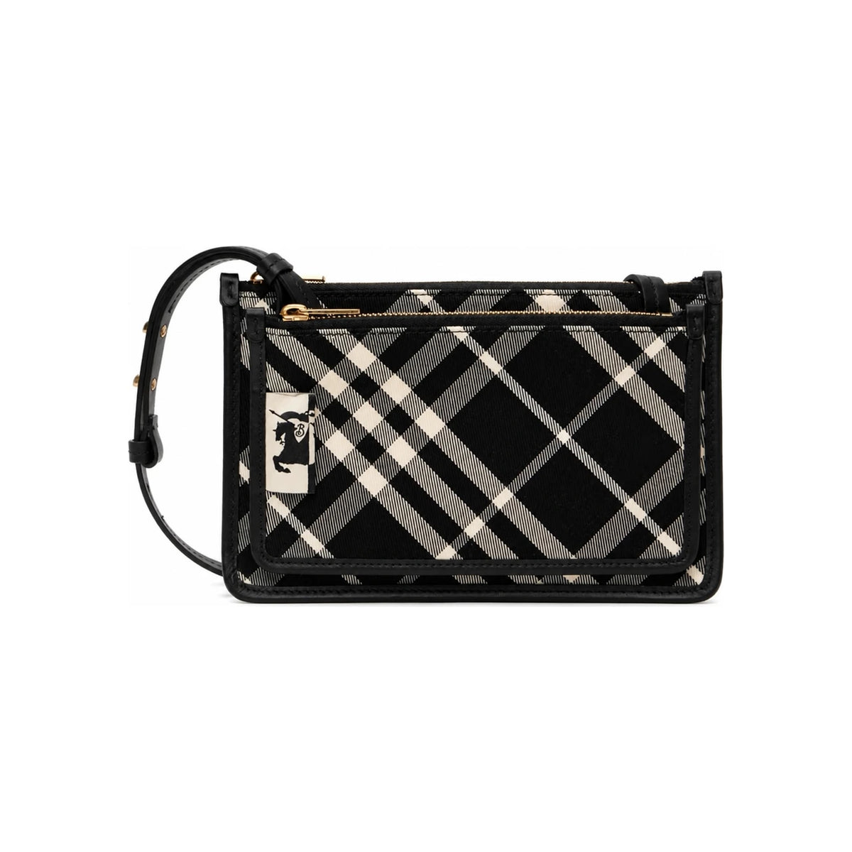 BURBERRY Black Check Jacquard Sling Crossbody Bag 8098198