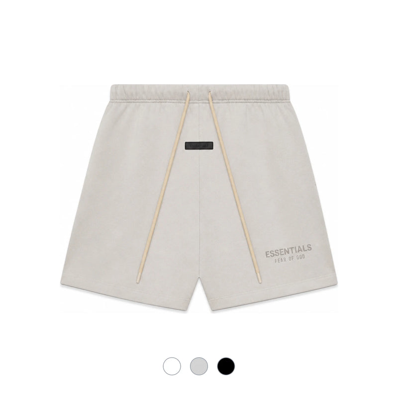 Fear of God Essentials White Silver Black Sweat Shorts