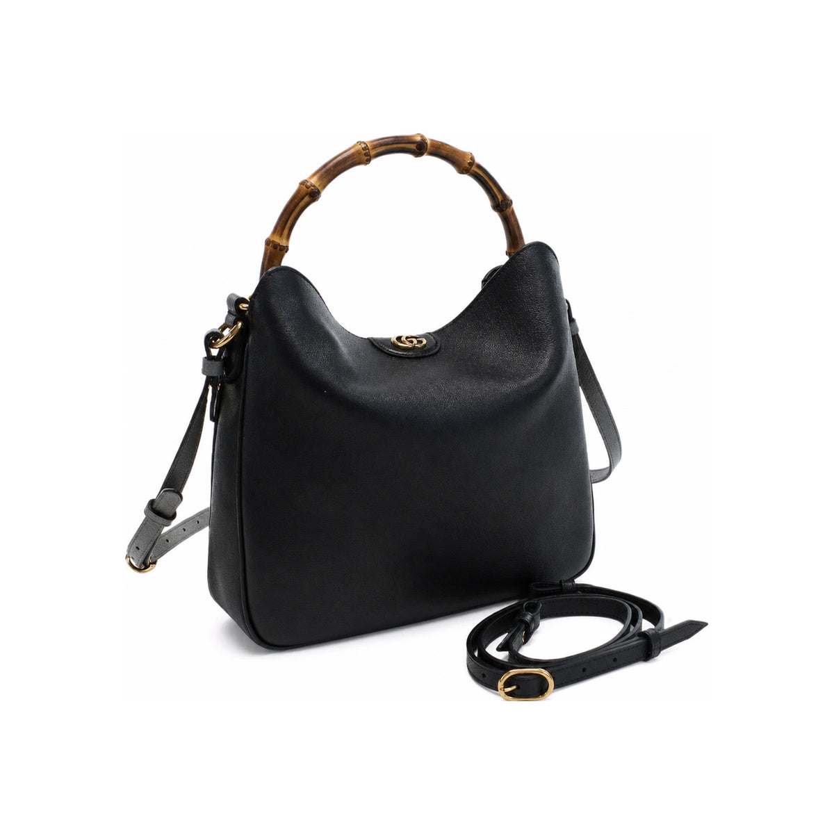 GUCCI Diana Medium Shoulder Bag Black Leather