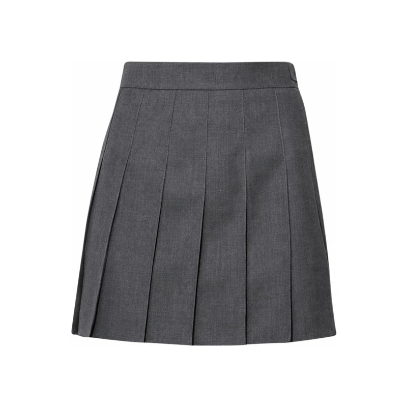 THOM BROWNE RWB Tab Super 120s Wool Pleated Midi Skirt Gray