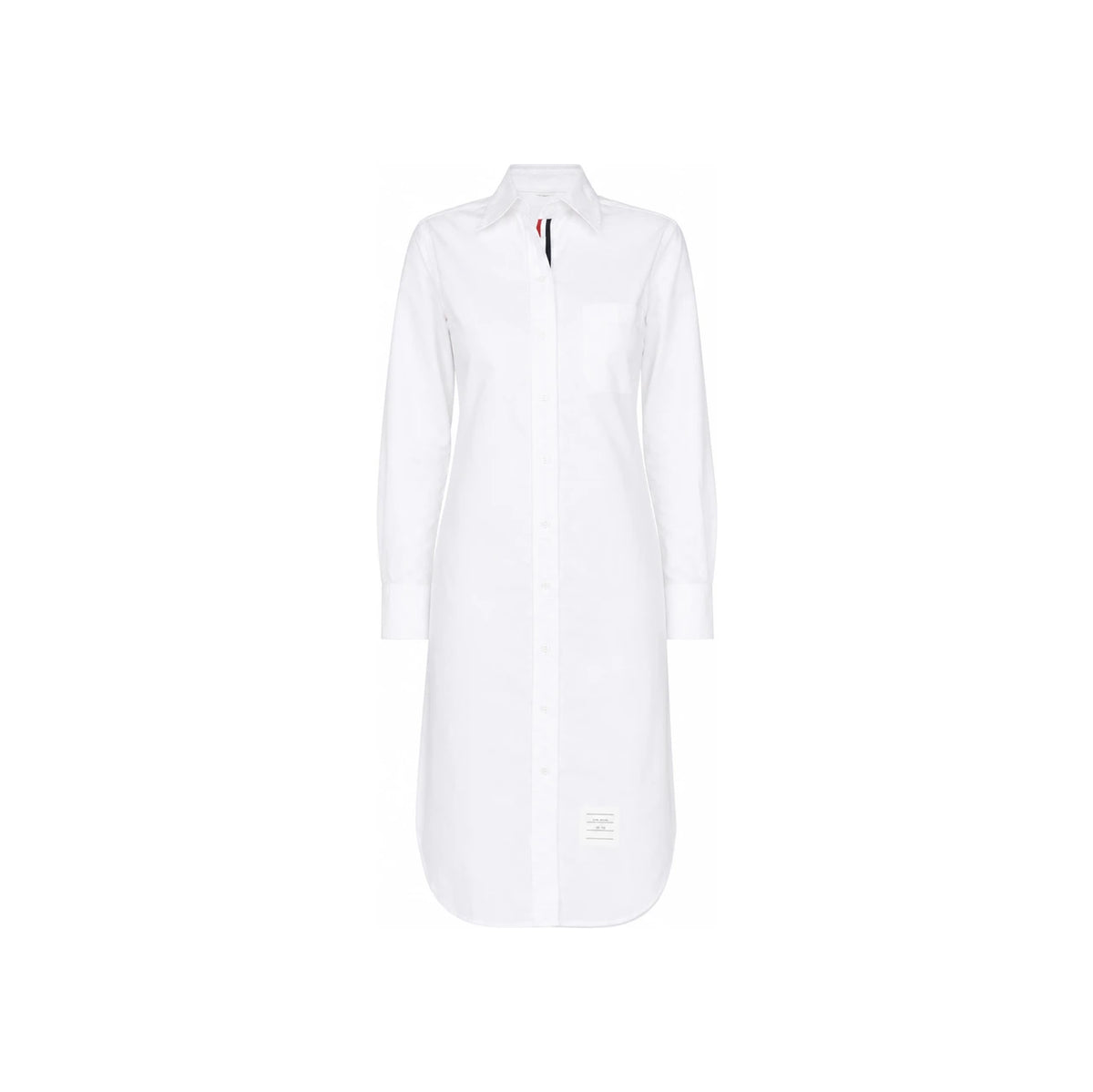 THOM BROWNE Oxford Grosgrain Placket Shirt Dress White