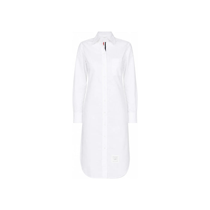 THOM BROWNE Oxford Grosgrain Placket Shirt Dress White