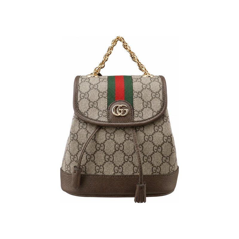 GUCCI Ophidia Mini Backpack Brown GG Canvas Leather Trim