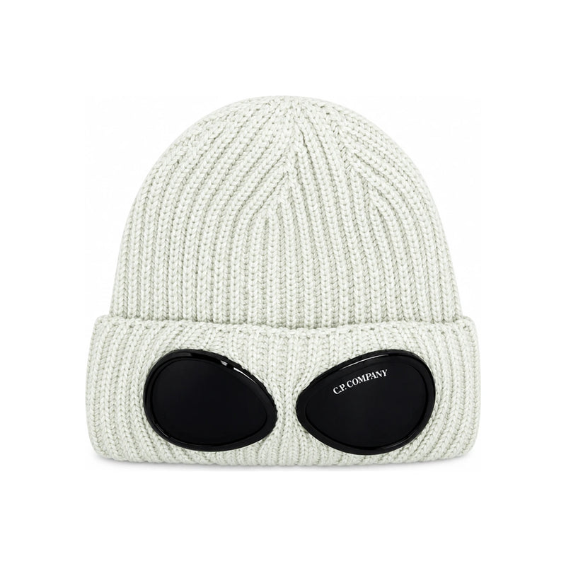 CP Company Signature Goggle Wool Beanie Light Khaki Gray
