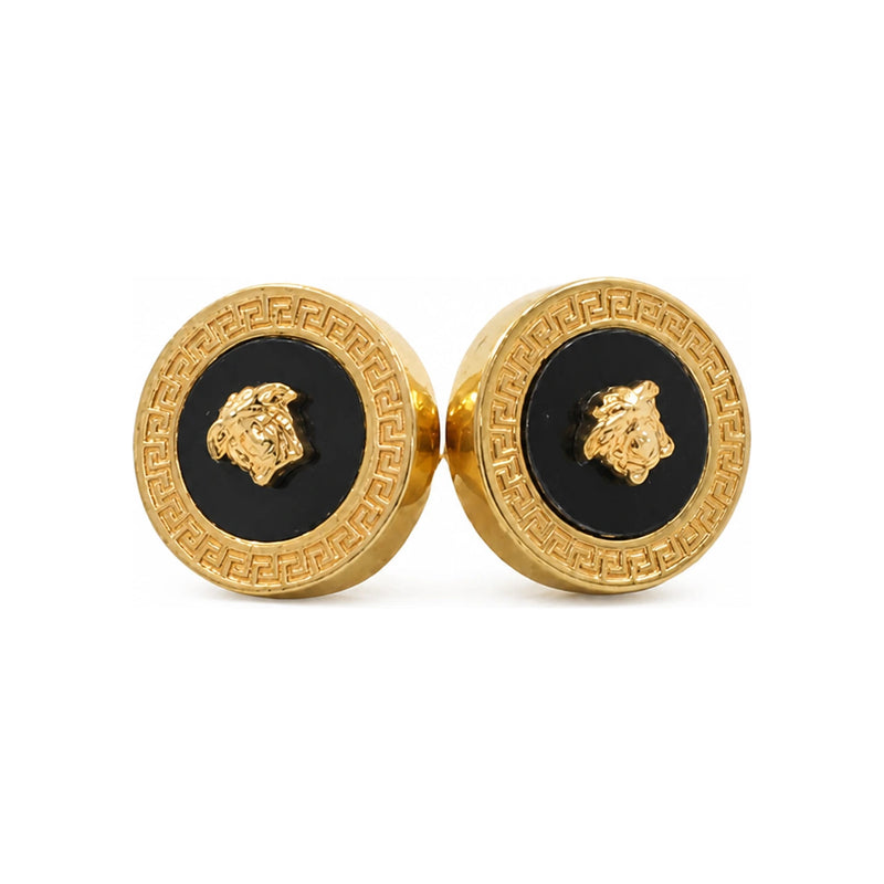 Versace Gold-Tone Medusa Unisex Hoop Earrings