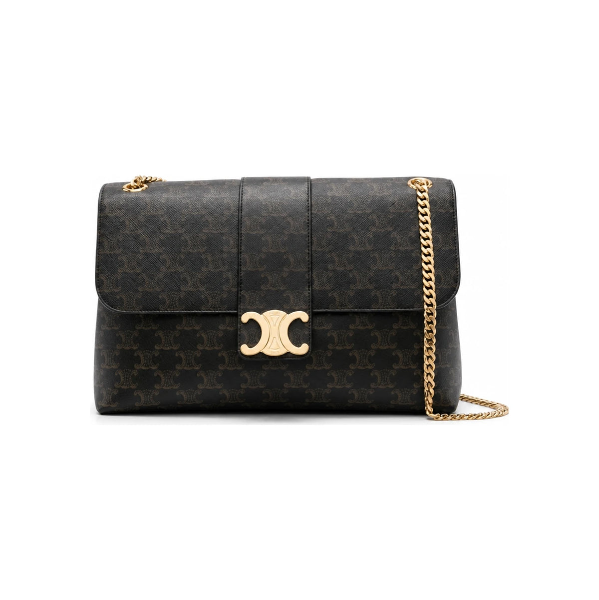 CELINE Triomphe Large Victoire Shoulder Bag Tan Leather