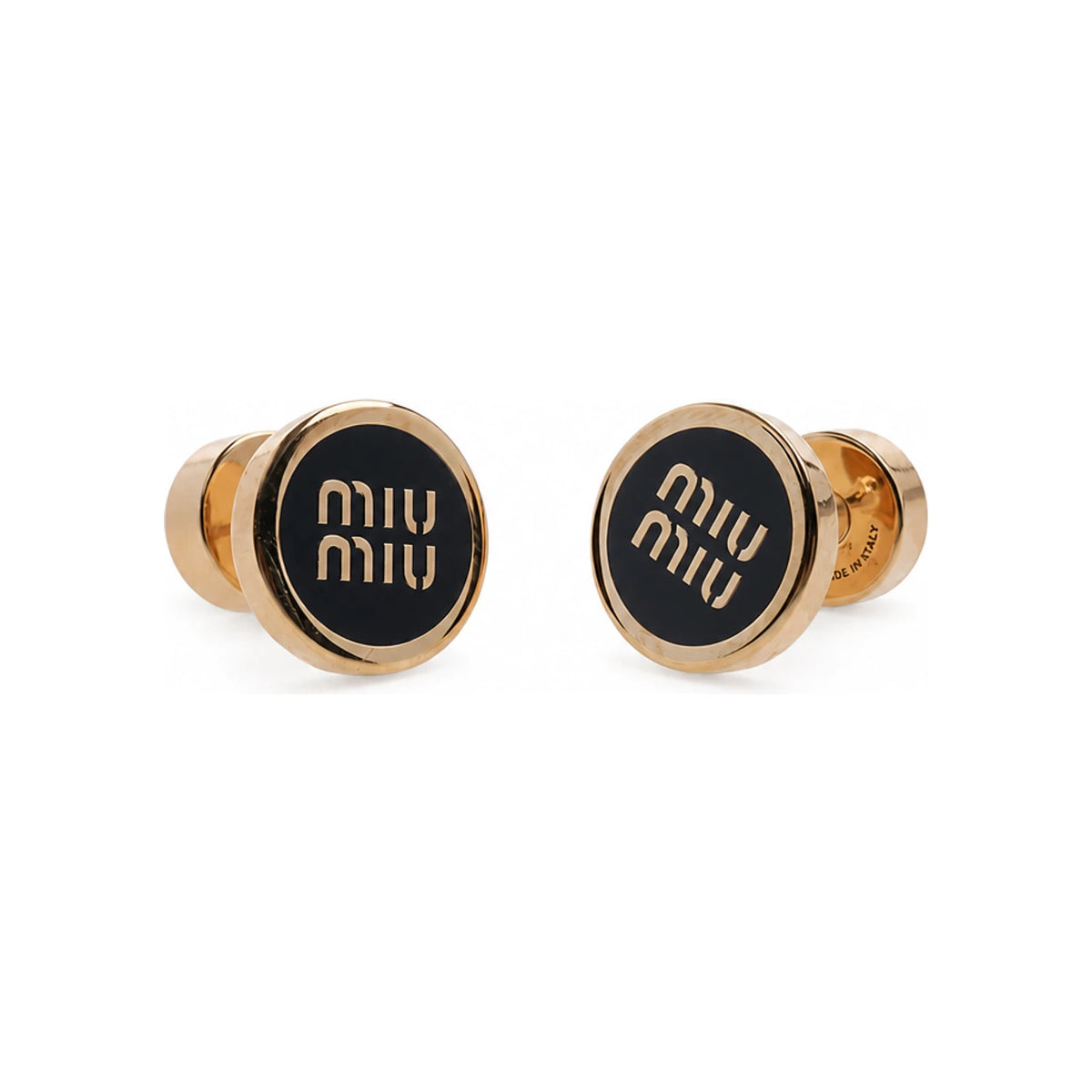 Miu Miu Enamel Logo Metal Earrings