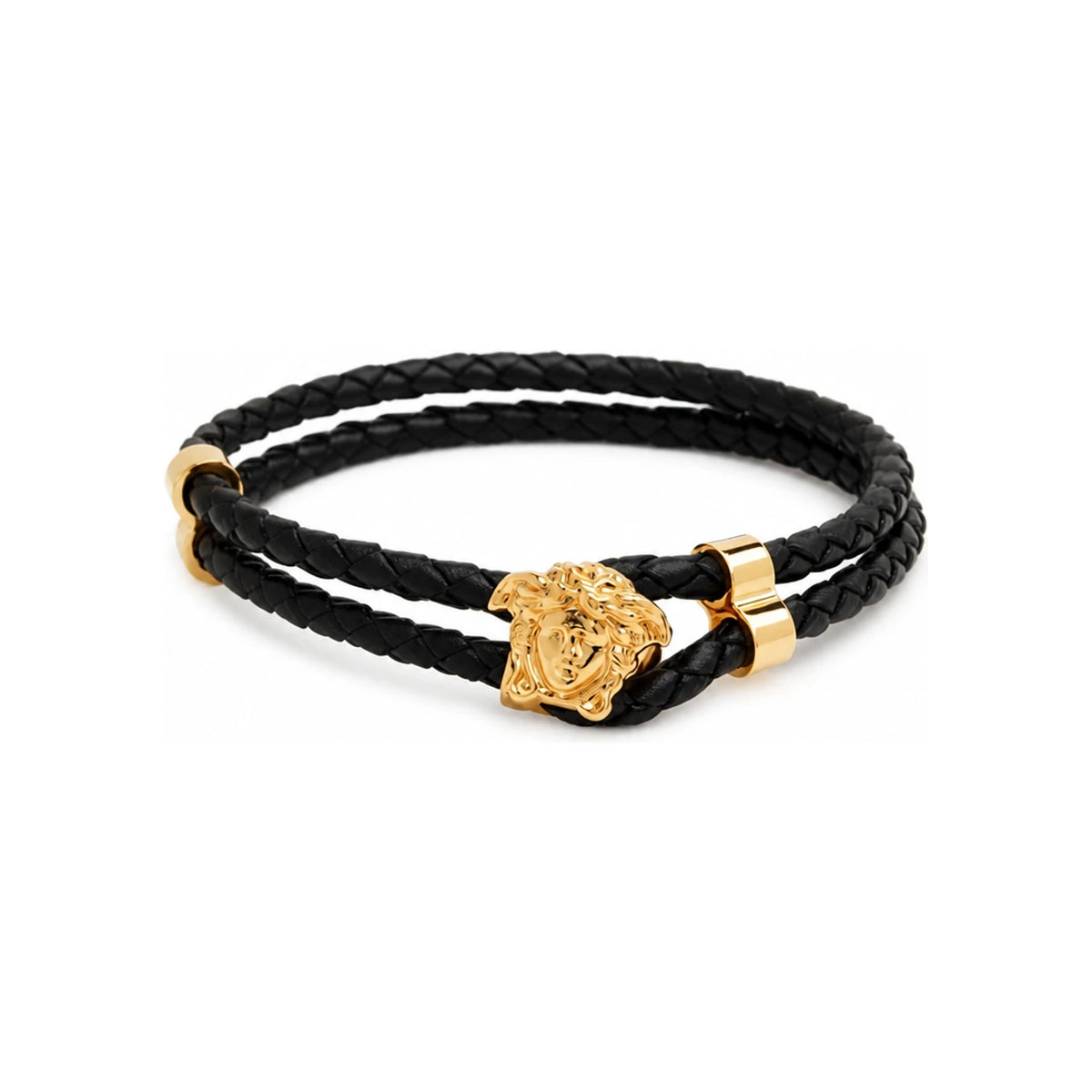 Versace Medusa Charm Leather Bracelet for Men DG05579