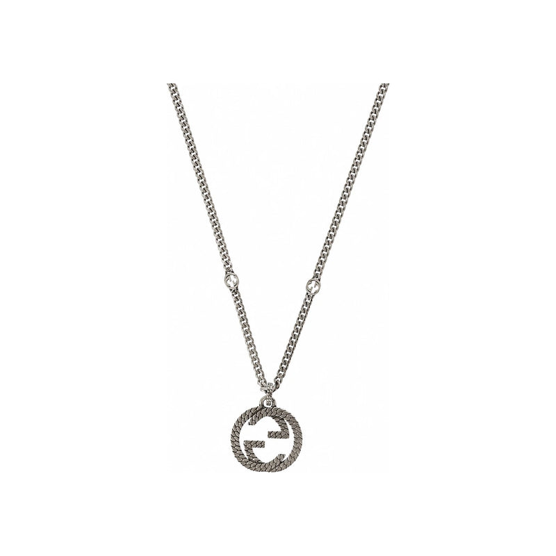 GUCCI Interlocking G Silver Pendant Necklace 678651 J8400 0728
