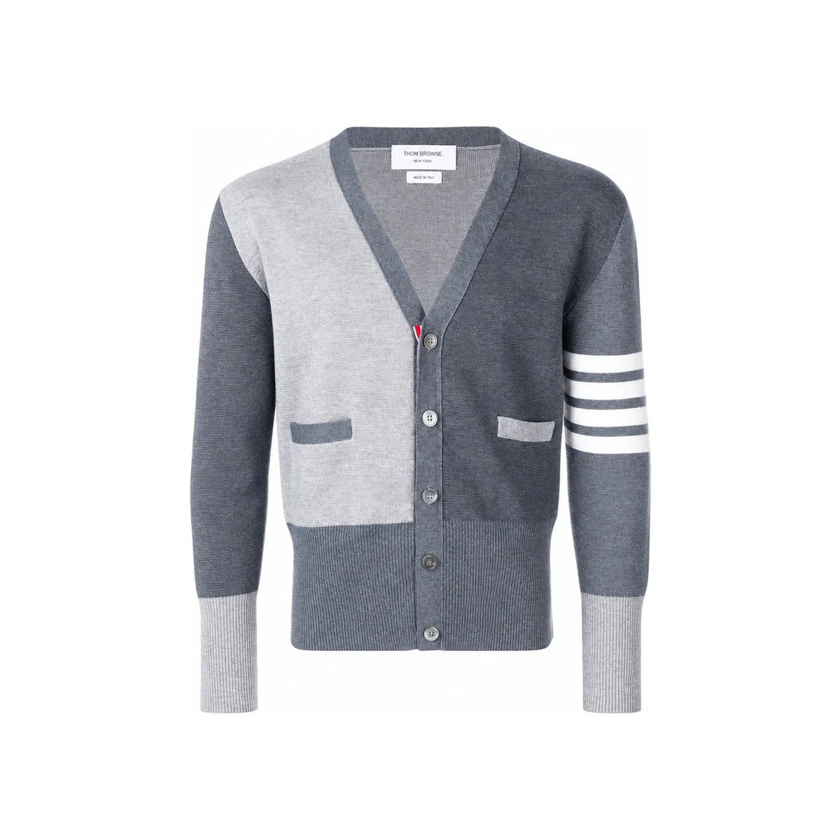 THOM BROWNE Funmix Milano Stitch Wool V-Neck Cardigan MKC160F 00014 982