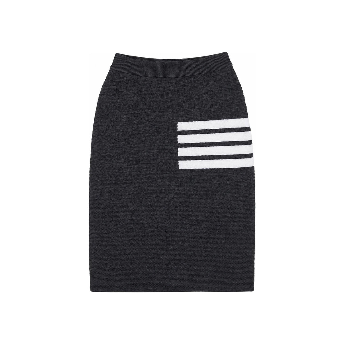 THOM BROWNE 4-Bar Merino Wool Links Stitch Pencil Midi Skirt Gray